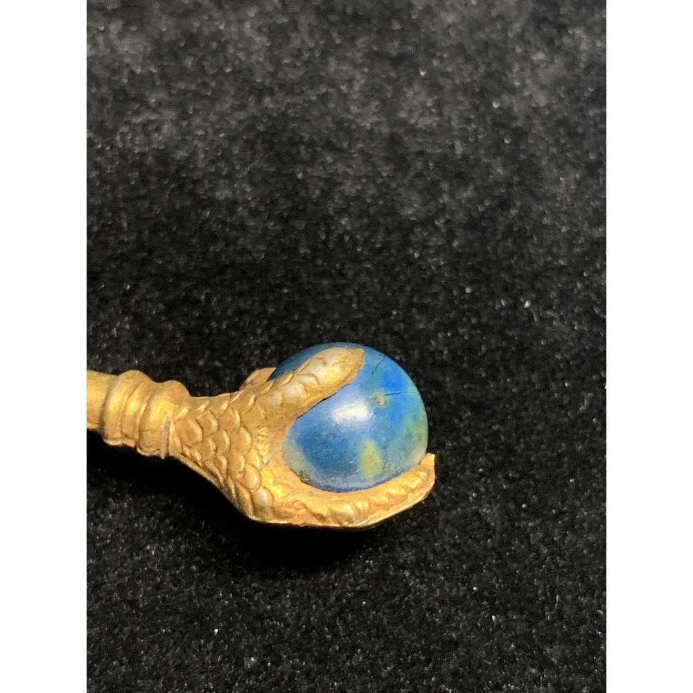 Vintage Germany Gold Tone Dragon Claw Blue Orb Bookmark Gothic Desk Accessory